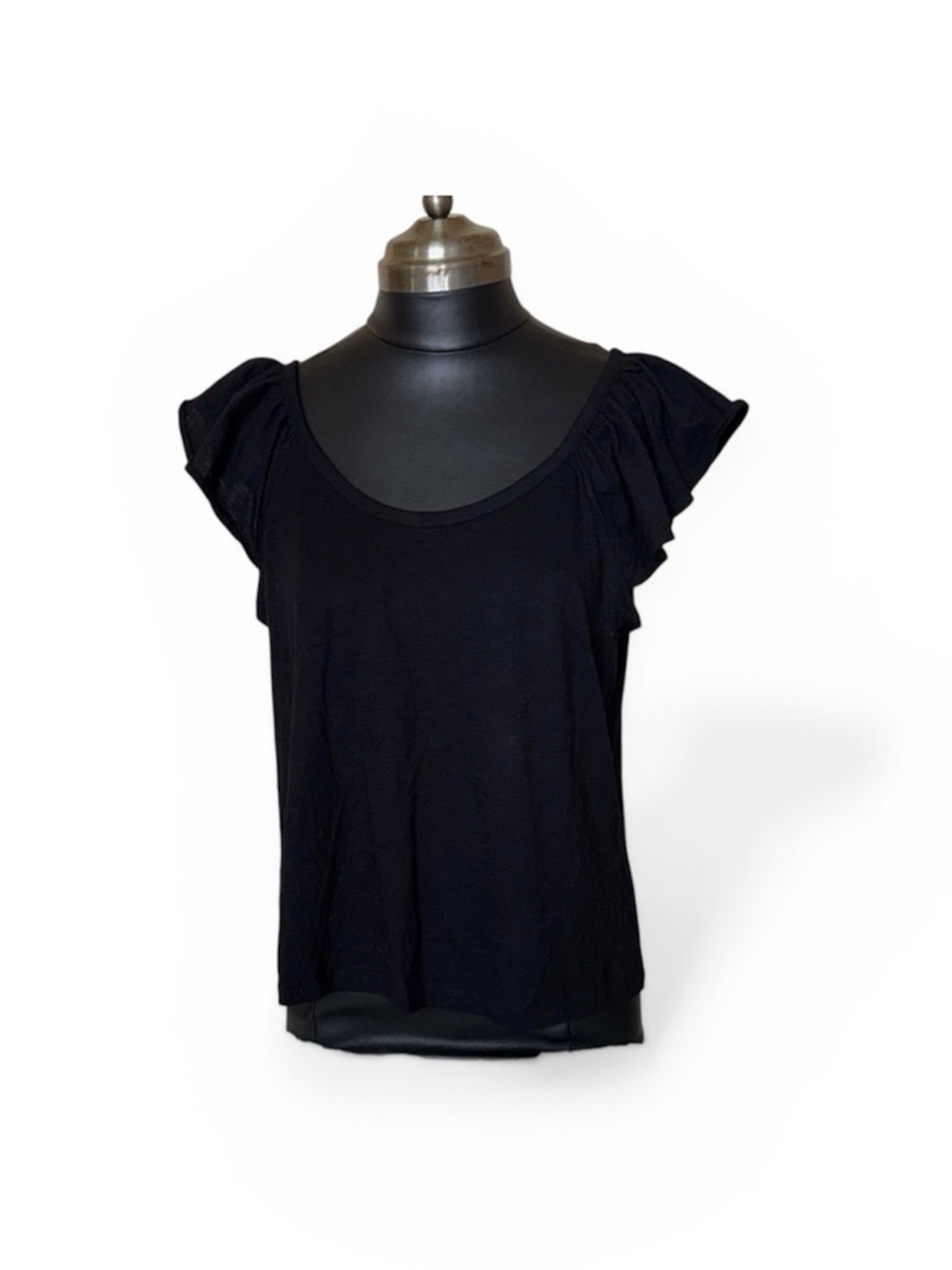 LOFT Black Flutter Sleeve Blouse